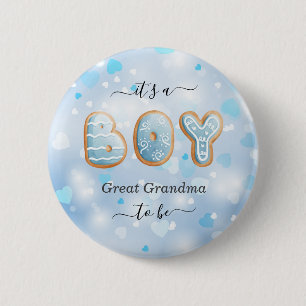 Great Grandma to Be Blue Baby Shower 6 Cm Round Badge