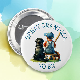 Great Grandma To Be   Boy's Baseball Baby Shower  6 Cm Round Badge