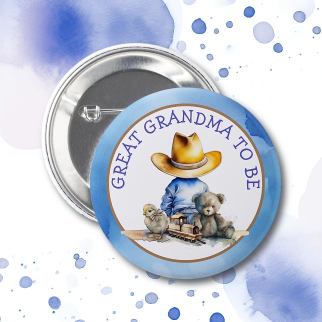 Great Grandma to Be of a Lil' Cowboy | Baby Shower 6 Cm Round Badge (Creator Uploaded)