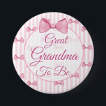 Great Grandma to be Pink Bow Baby Shower Button<br><div class="desc">Pretty great grandma to be pink and white striped with bows ,  baby girl baby shower button</div>