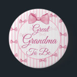 Great Grandma to be Pink Bow Baby Shower Button<br><div class="desc">Pretty great grandma to be pink and white striped with bows ,  baby girl baby shower button</div>