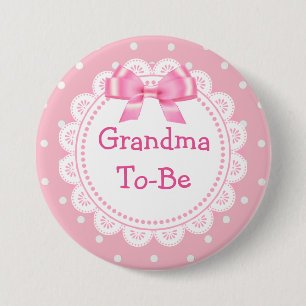 Great Grandma to Be Pink Dots Baby Shower Button