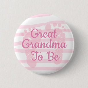 Great Grandma to be Pink Girl Baby Shower button
