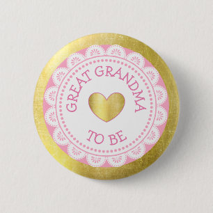 Great Grandma to Be Pink & Gold Baby Shower Button