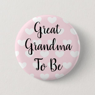 Great Grandma to be Pink Hearts Baby Shower 6 Cm Round Badge
