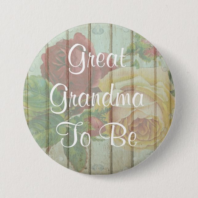 Great Grandma to be rustic  Baby Shower Button (Front)
