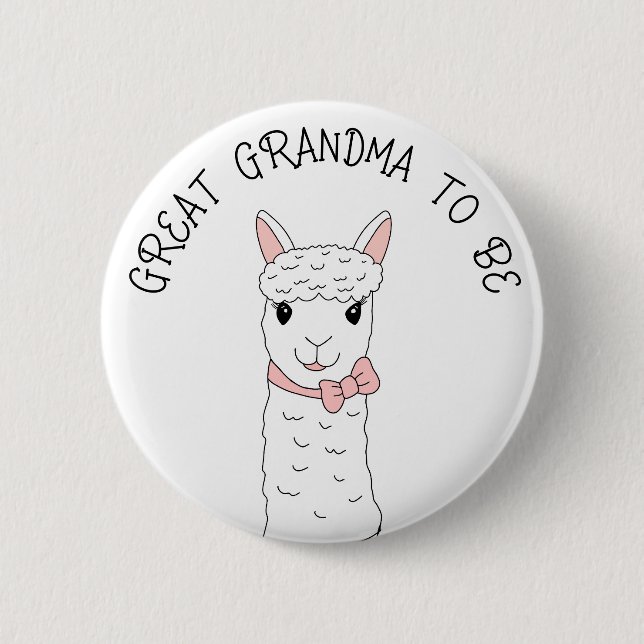 Great Grandma To Be with Pink Bow 6 Cm Round Badge (Front)