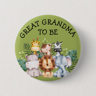 Great Grandma To Be Woodland Creatures Baby Shower 6 Cm Round Badge
