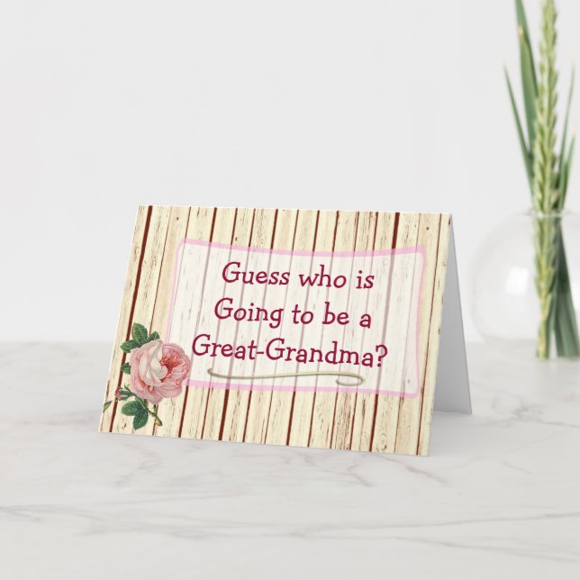 Great Grandma Vintage Rose Baby Announcement Card (Front)