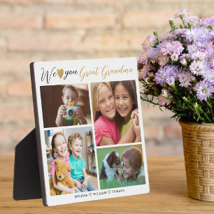 Great Grandma We Love You Grandkids 4 Photo Plaque
