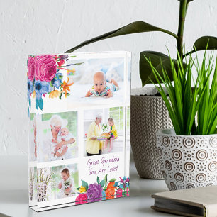 Great Grandma You are Loved Vibrant Floral Photo Block