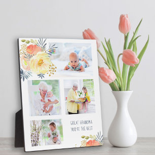 Great Grandma You're The Best 4 Photo Floral Plaque