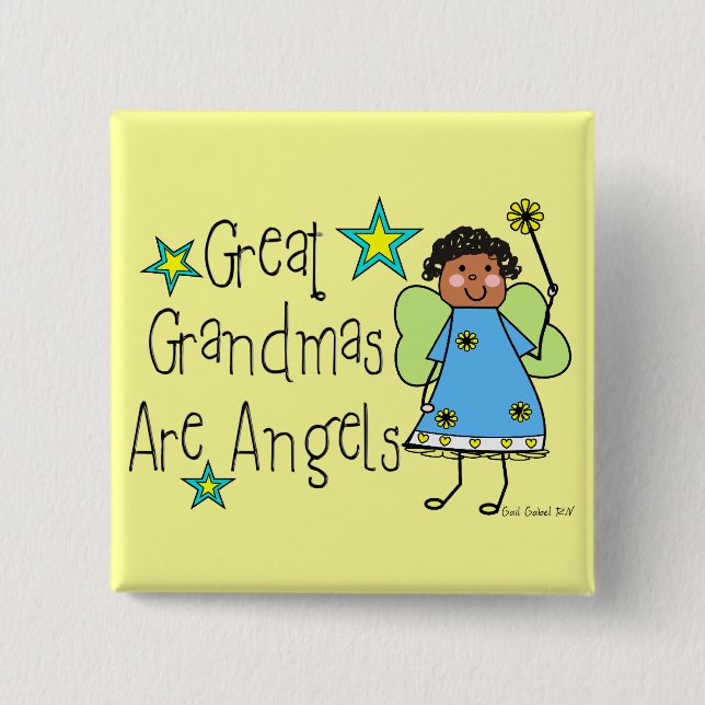 Great Grandmas Are Angels Gifts (Afro-American) 15 Cm Square Badge (Front)