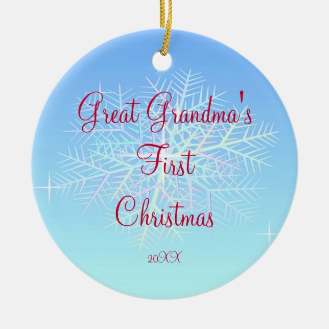 Great Grandma's First Christmas Snowflake Ornament (Front)