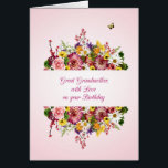 Great Grandmother Birthday Beautiful Bouquet<br><div class="desc">A beautiful birthday card for a great grandmother. A bouquet is divided by words of love wishing for a happy birthday. All on a delicate pink background. A gorgeous,  traditional birthday card that will give real joy.</div>