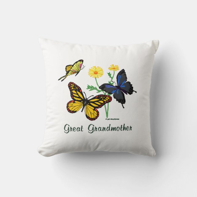 Great Grandmother Butterflies Pillow (Front)