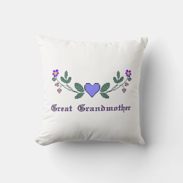 Great Grandmother Cross Stitch Print Pillow (Front)
