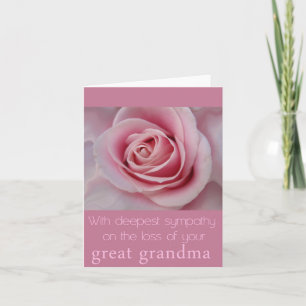 Great grandmother loss Rose sympathy Card