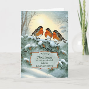 Great Grandmother Robins Happy Christmas Holiday Card