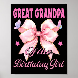 Great grandpa birthday girl matching coquette pink poster