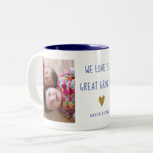 Great Grandpa Grandkids 2 Photo Collage Navy Blue Two-Tone Coffee Mug