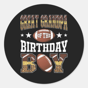 Great Grandpa Of The Birthday Boy Game Day Leopard Classic Round Sticker