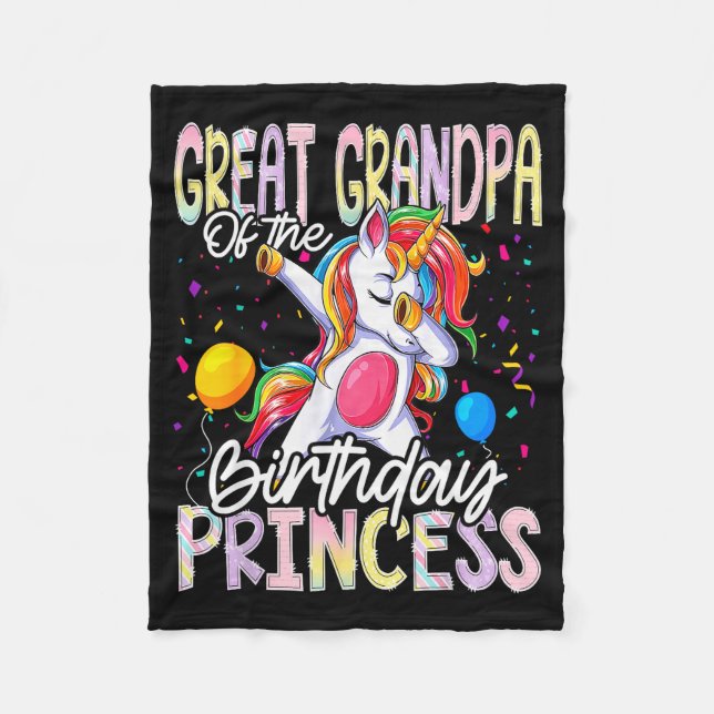 Great Grandpa Of The Birthday Princess Dabbing Uni Fleece Blanket (Front)