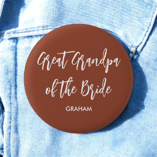 Great Grandpa of the Bride Terracotta  6 Cm Round Badge