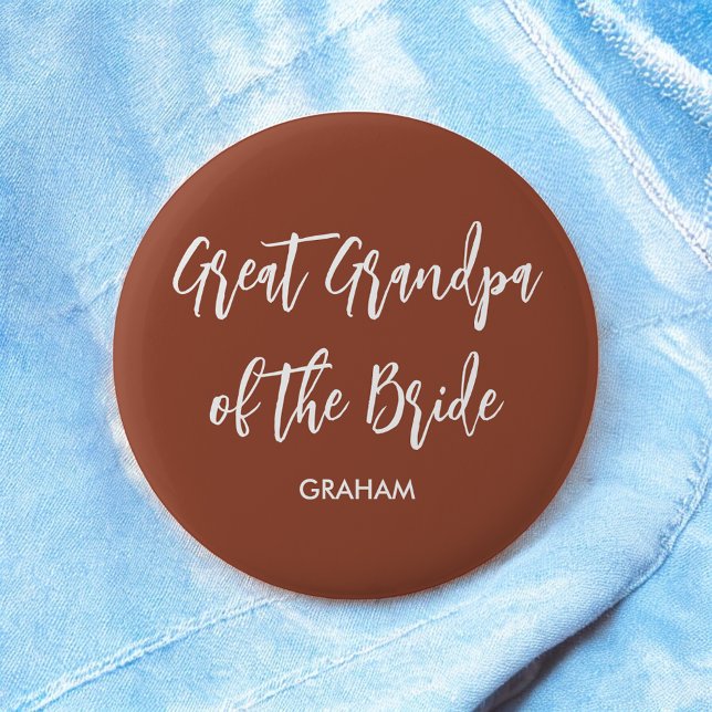 Great Grandpa of the Bride Terracotta  6 Cm Round Badge (Creator Uploaded)