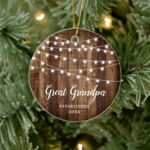 Great Grandpa Personalised Modern Farmhouse Wood Ceramic Ornament