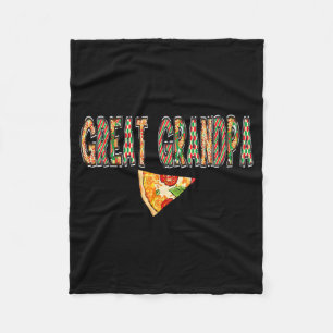 Great Grandpa Pizza Birthday Squad Crew Family Fleece Blanket