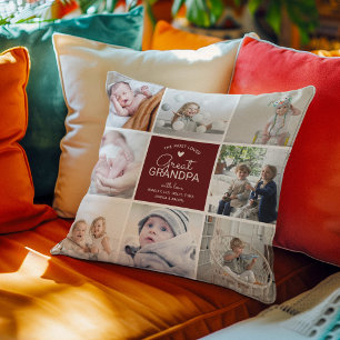 GREAT GRANDPA 'the most loved' Photo Collage Cushion