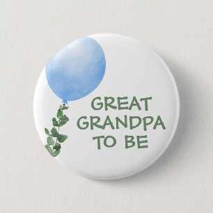 Great Grandpa to be Blue Balloon Baby Shower 6 Cm Round Badge