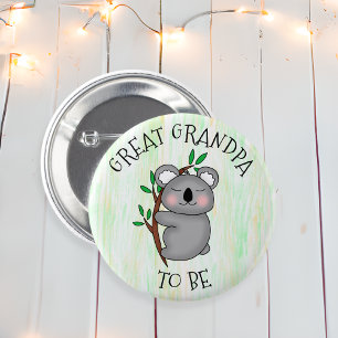Great Grandpa To Be Koala themed Baby Shower 6 Cm Round Badge