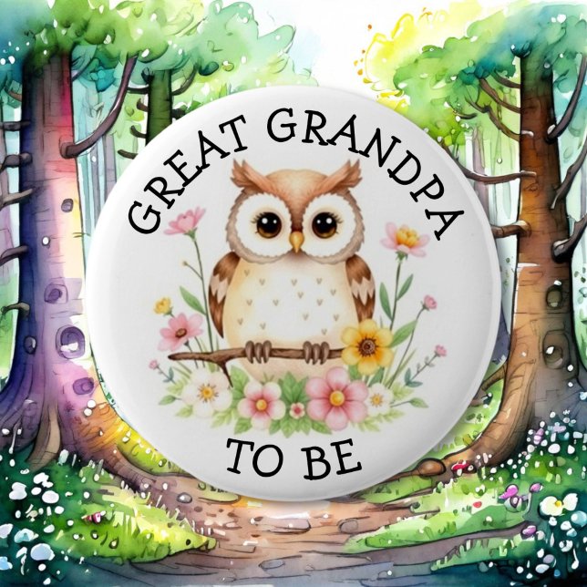 Great Grandpa to be | Woodland Themed Baby Shower  6 Cm Round Badge (Creator Uploaded)