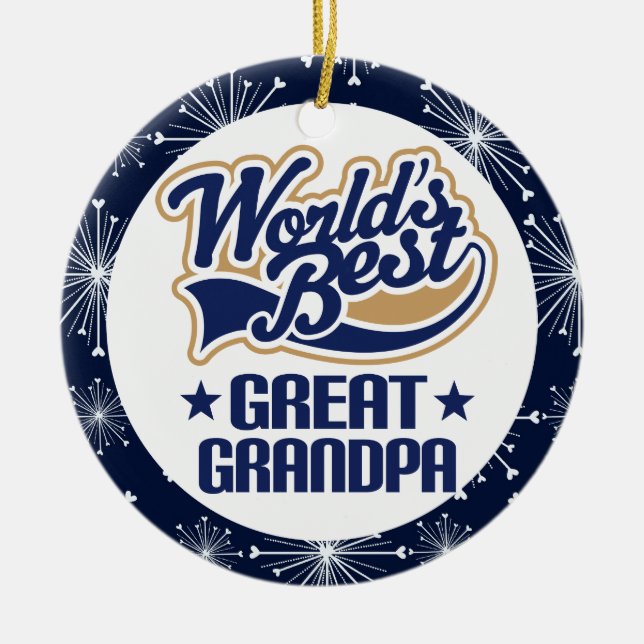 Great Grandpa (Worlds Best) Christmas Gift Ceramic Ornament (Front)