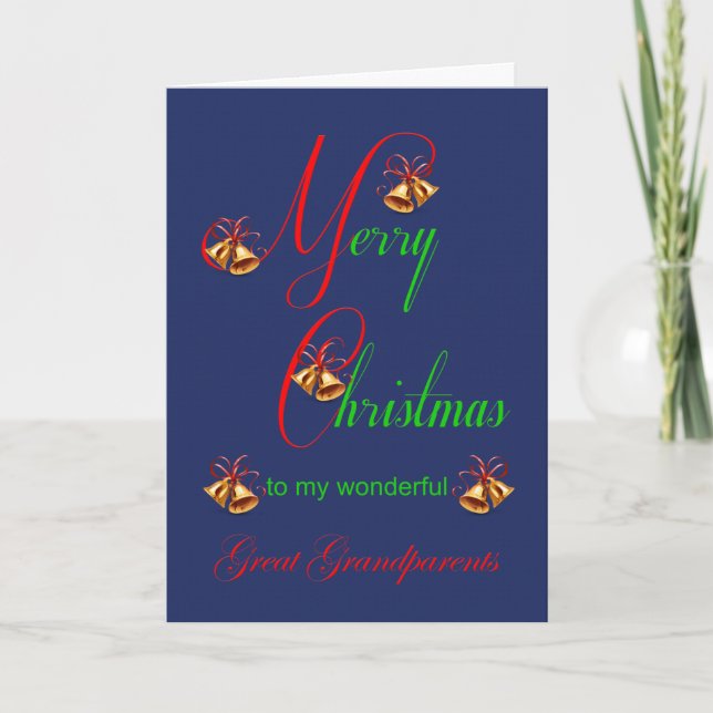 Great Grandparents Christmas Bells Holiday Card (Front)