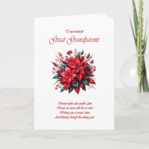 Great Grandparents Christmas Poinsettias  Holiday Card