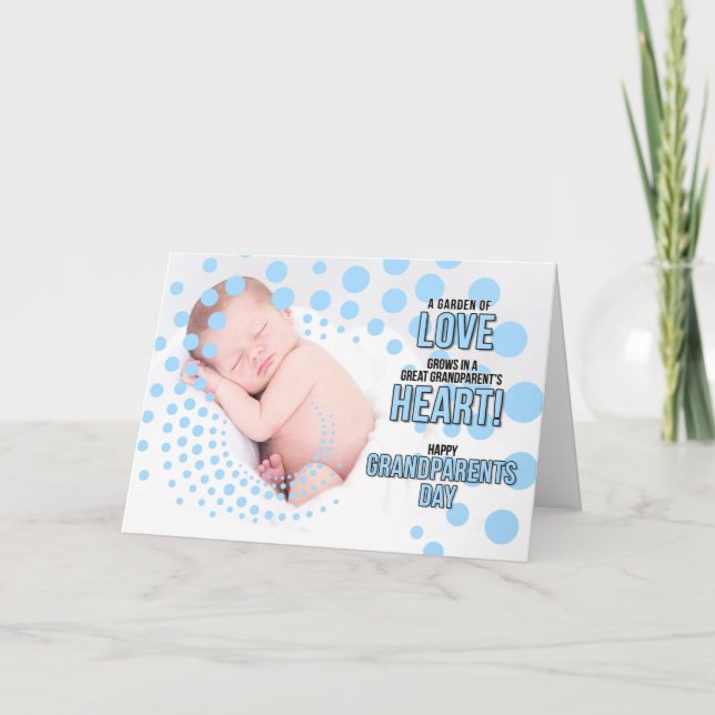 Great Grandparents Day Baby Boy in Blue Holiday Card (Front)
