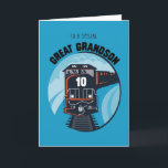 Great Grandson 10th Birthday Train, Little Boy Card<br><div class="desc">What a great card for a child! Wish the best to your Great Grandson on his 10th Birthday with this cute illustration of a train with a big white number 10 on the front. This vehicle is perfect for your congratulations.</div>