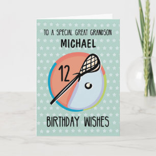Great Grandson 12th Birthday Lacrosse Sport Person Card