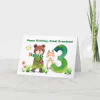 Great Grandson 3rd Birthday Bear Fox Large Five