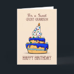 Great Grandson 4th Birthday, 4 on Sweet Blue Cake Card<br><div class="desc">When you great grandson who is turning four loves sweets,  then look no further,  this is the card that is perfect to send him and greet him happy 4th birthday. He will surely love that blue cake and colourful candies on the front.</div>