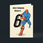 Great Grandson 6th Birthday Superhero Card<br><div class="desc">A fun and happy day will arrive soon as your cute great grandson is ready to turn six years old. I will surely be a nice idea to gift him with this card featuring an adored superhero on the front. Giving him this will definitely make his day.</div>