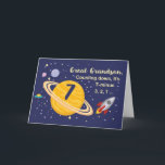 Great Grandson 7th Birthday Planets in Outer Space Card<br><div class="desc">Turning 7 is out of this world,  especially when it is your great grandson! Rocket ship,  planets and stars fill in the front of the card with the message as you count down to say Happy Birthday!</div>