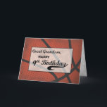 Great Grandson 9th Birthday Basketball Large Card<br><div class="desc">When it is no secret that your great grandson is a die-hard hoops fanatic then no need to think twice about this card. Perfect is the only word to describe this, so give him this card for his 9th birthday. THE TEXT ON THE COVER OF THIS CARD IS GRUNGE STYLE...</div>