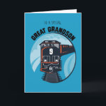 Great Grandson 9th Birthday Train, Little Boy, Blu Card<br><div class="desc">Your special boy's 9th Birthday will be a wonderful day,  and this is the wonderful card you need to send your best wishes to your Great Grandson. A great design for a child that combines a train with cute fonts. The perfect background for your message.</div>