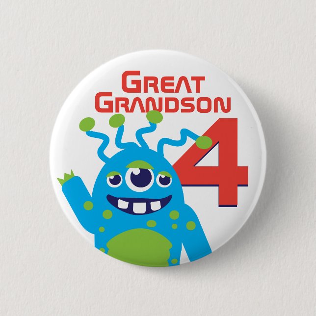 Great Grandson alien name age 4 button (Front)
