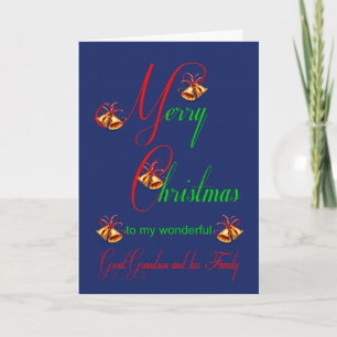 Great Grandson and his Family Christmas Bells Holiday Card