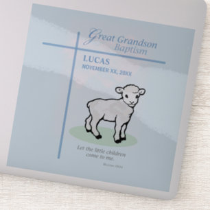 Great Grandson Baptism Blue Lamb Personalised